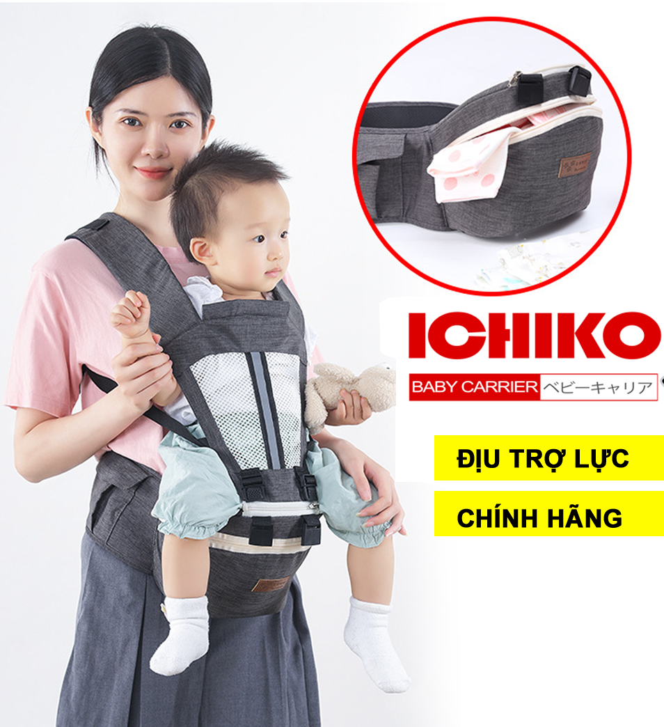 Địu Ngồi Cho Bé ICHIKO Nhật Bản - Thiết Kế Chống Mỏi - Nhiều Tư Thế