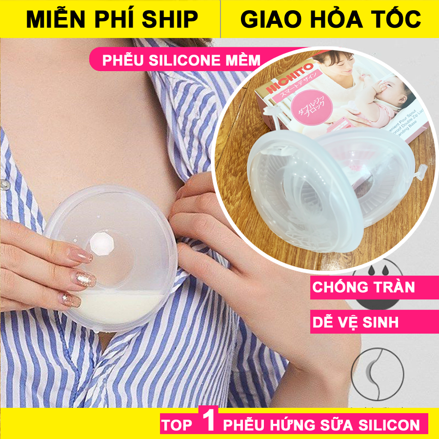 Phễu hứng sữa silicone HICHITO ( MẪU MỚI ),chất liêu an toàn dành cho mẹ nuôi con bú